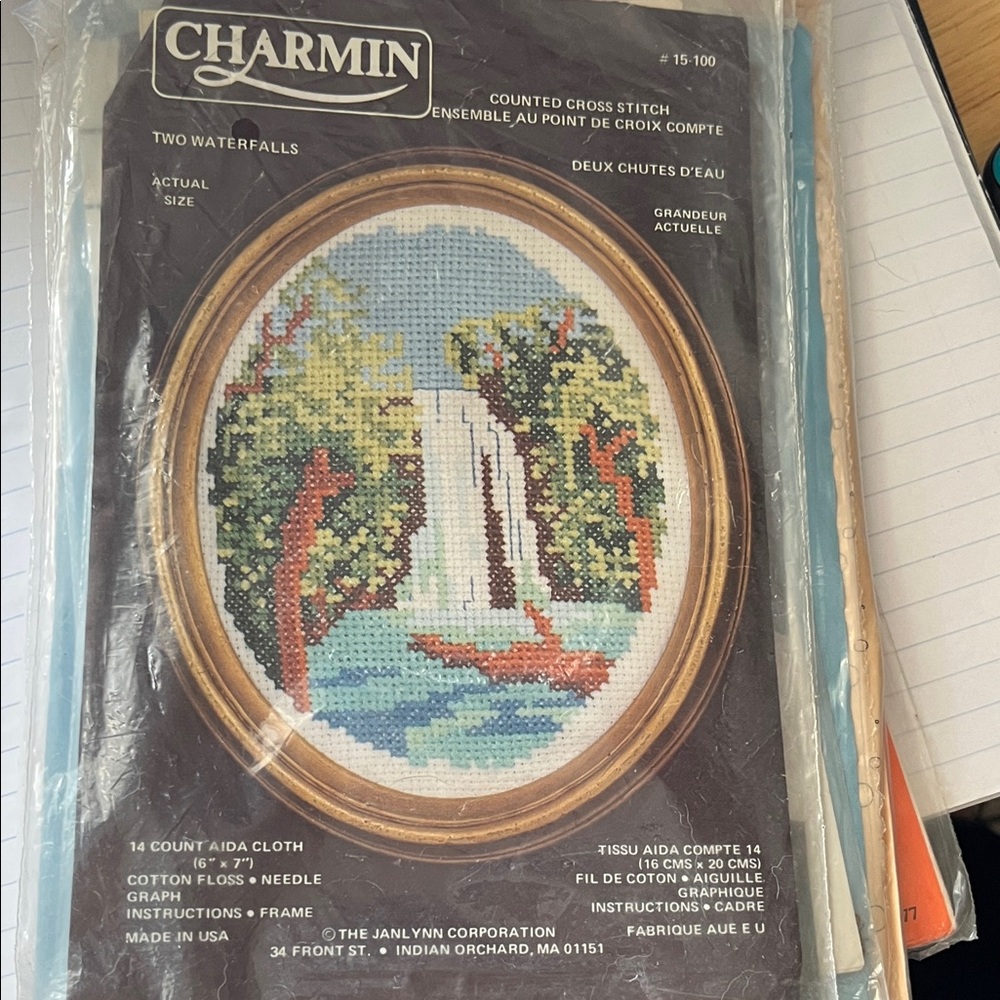 Two Waterfalls Cross Stitch Kit - Multicolor
